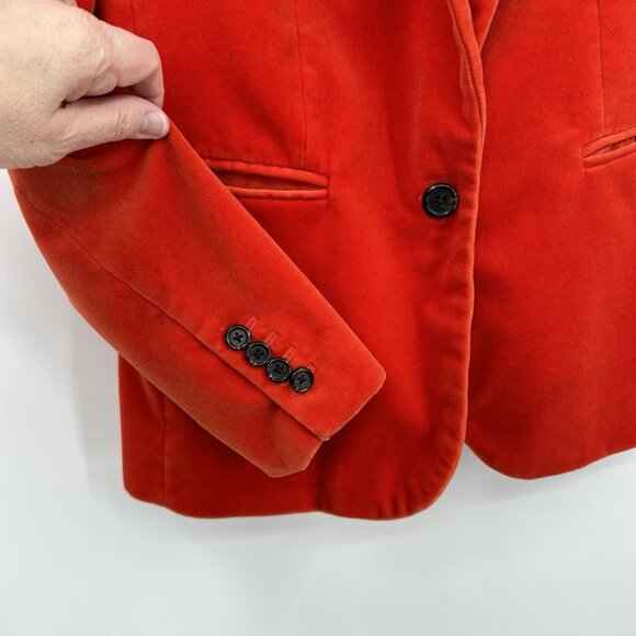 J CREW parke velvet velour jacket blazer orange 6 one button preppy academia - Picture 5 of 10